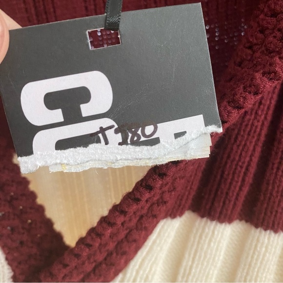 Future Collective XXL Rugby Striped Burgundy and Cream Sweater Mini Dress - Picture 4 of 11